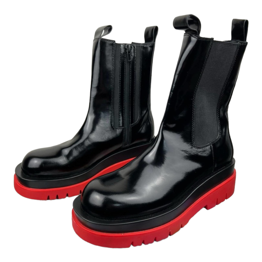 NWOB Jeffrey Campbell Lug Chelsea Boot Black Patent Leather Red Sole sz 6.5